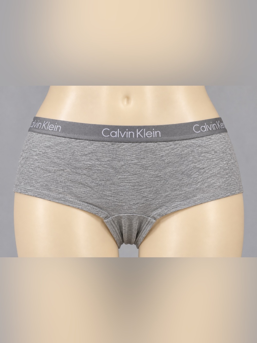 Calvin Klein Grey Cotton Boyshort Logo Waistband M